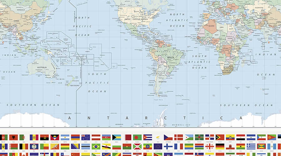 Political map of the world with flags POLWO5