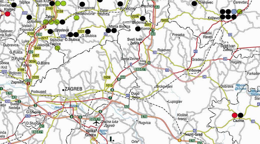 Croatia wall map with branch locations