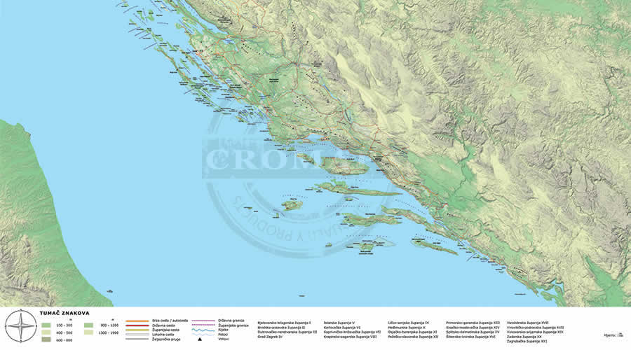Croatia wall map on canvas with slats
