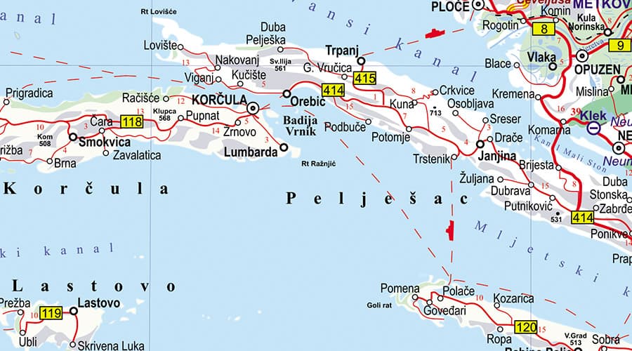 Auto karta Hrvatske Pelješac most