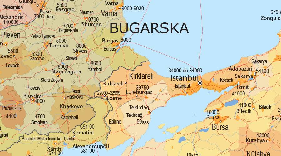 Europa poštanski brojevi karta