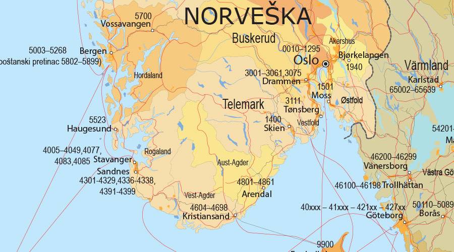 Europa poštanski brojevi karta