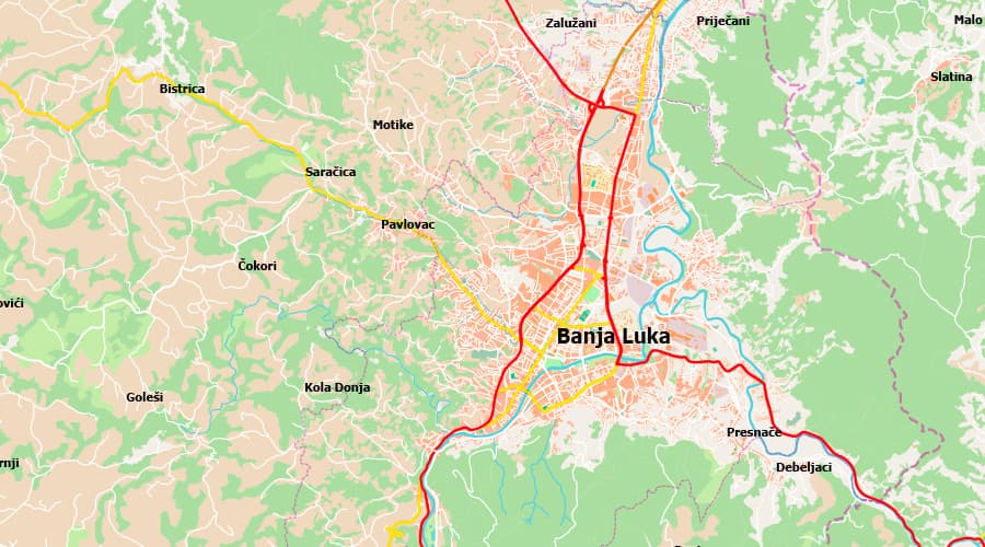 Auto karta Bosna i Hercegovina Banja Luka