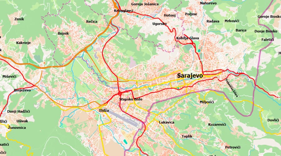 Auto karta Bosna i Hercegovina Sarajevo