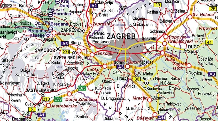 Road map Croatia Zagreb