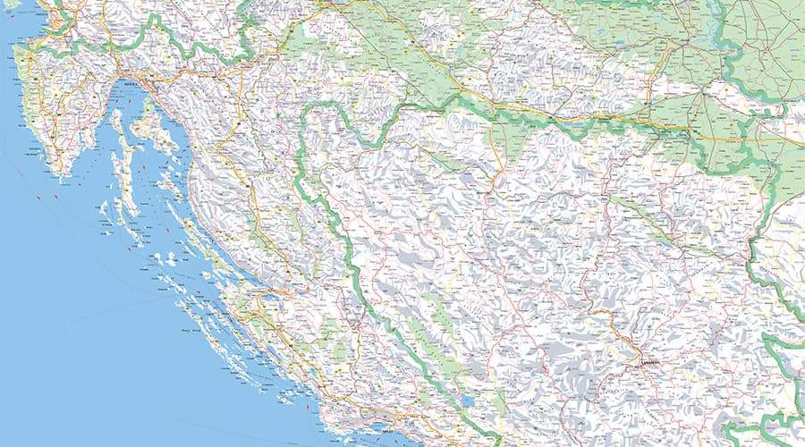 Road map Croatia, Slovenia, BH - rail
