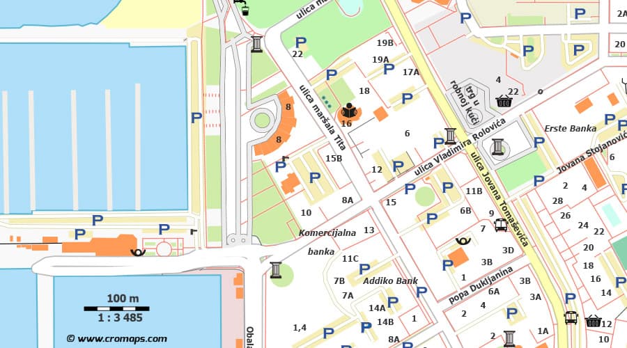 Bar (Montenegro) city map luka