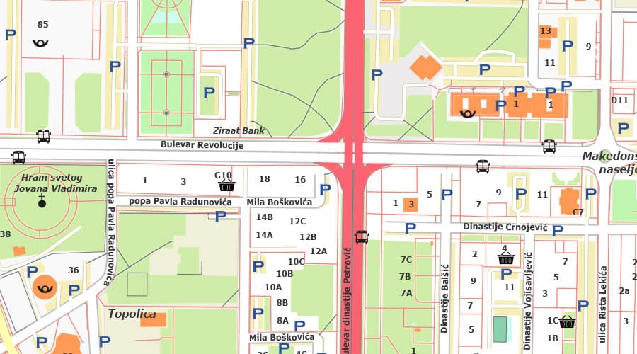Bar (Montenegro) city map Topolica