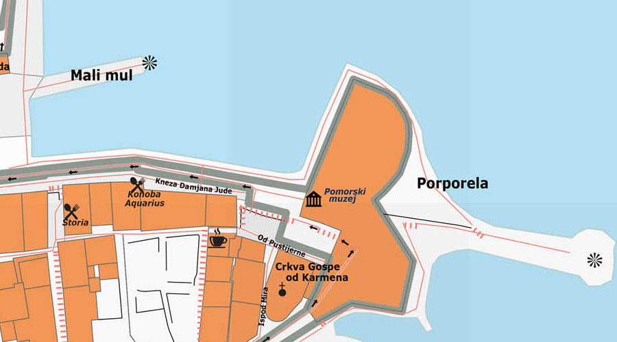 Dubrovnik map of the old town Porporela