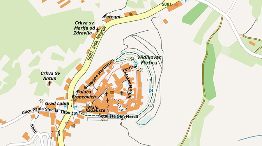Labin city map Fortica