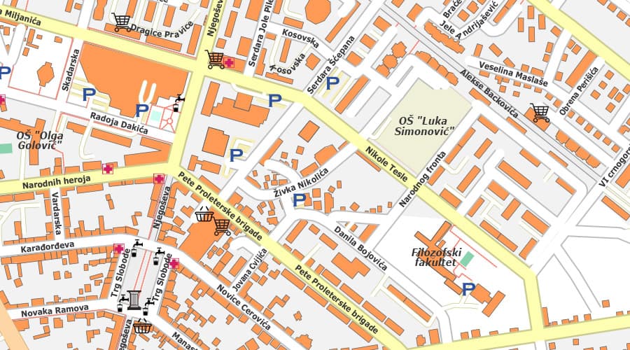Nikšić (Montenegro) city map fakultet