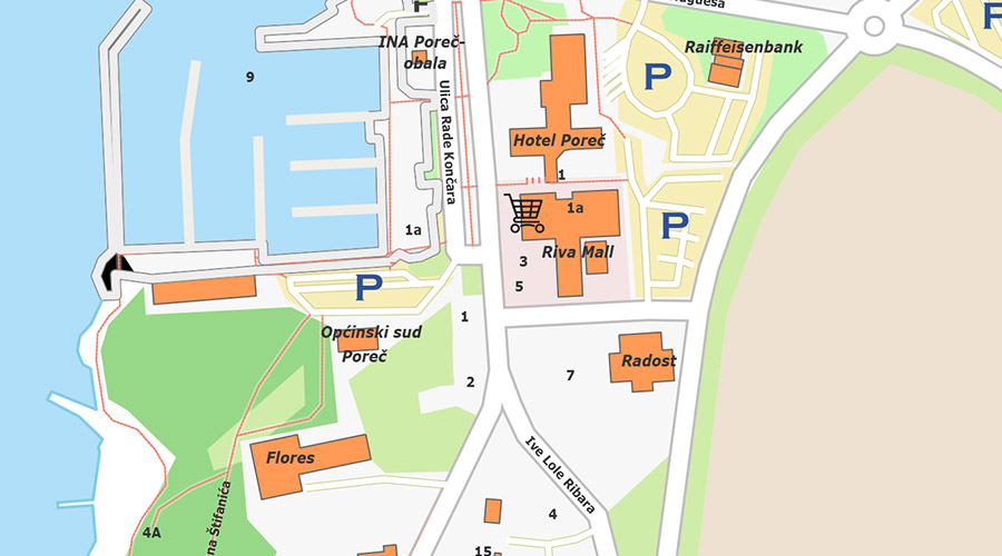 Poreč city map  riva