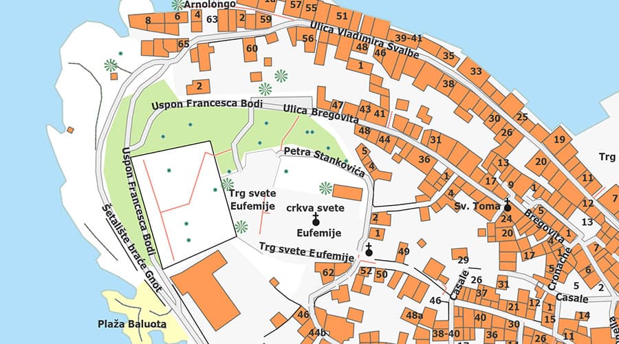 Rovinj city map Eufemija