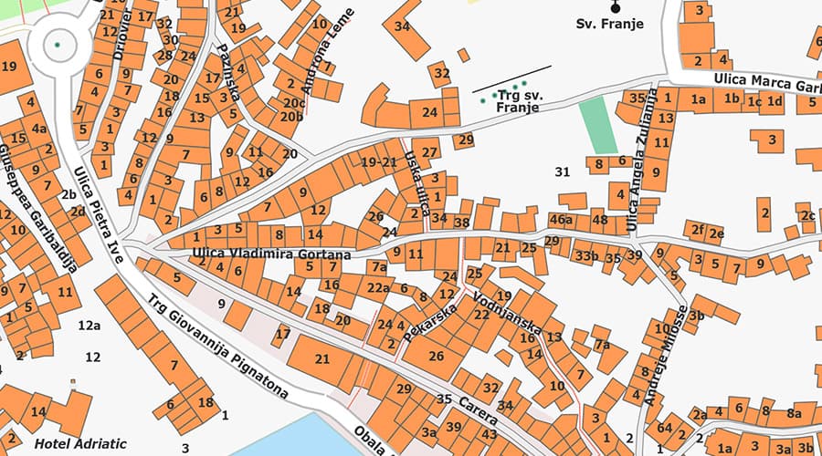 Rovinj city map riva