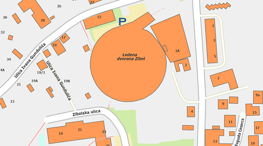 Sisak city map with house numbers Zibel