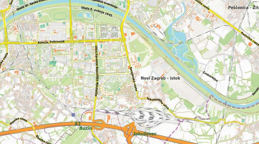 Zagreb area mapJakuševec