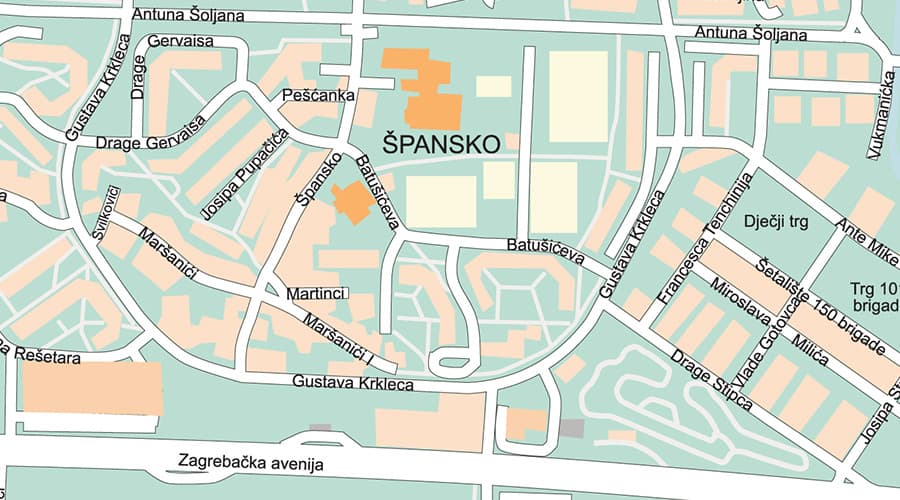 Zagreb city map Špansko