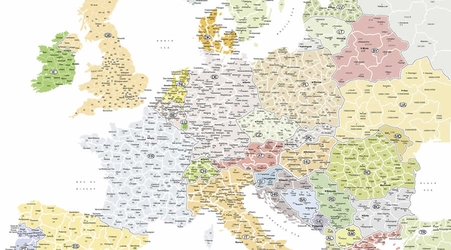 Europe - postal codes map