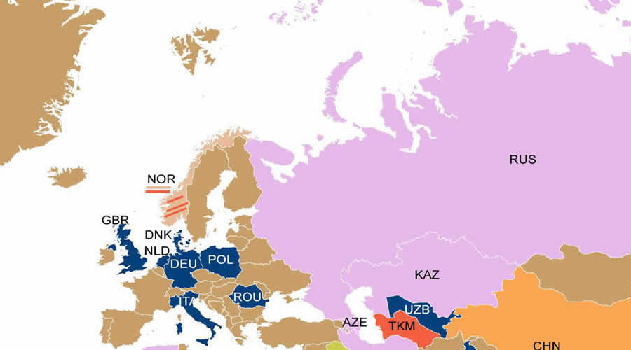 Global gas reserves map