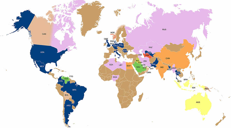Global gas reserves map