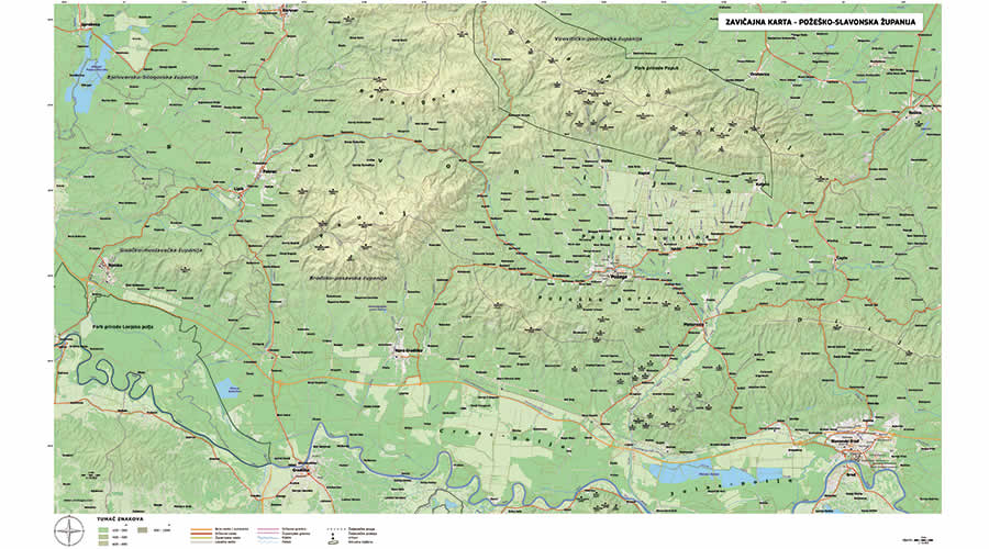 Native School wall map Požeško-slavonska County