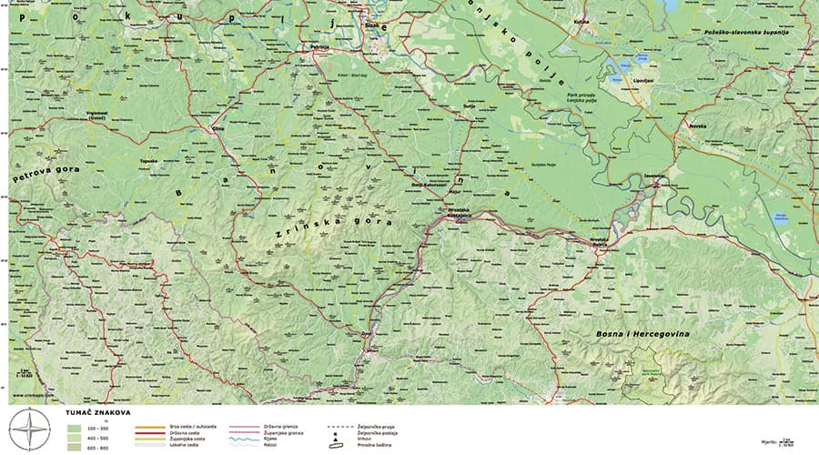 School wall map Sisak-Moslavina County