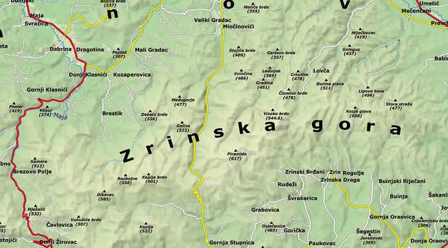 School wall map Sisak-Moslavina County