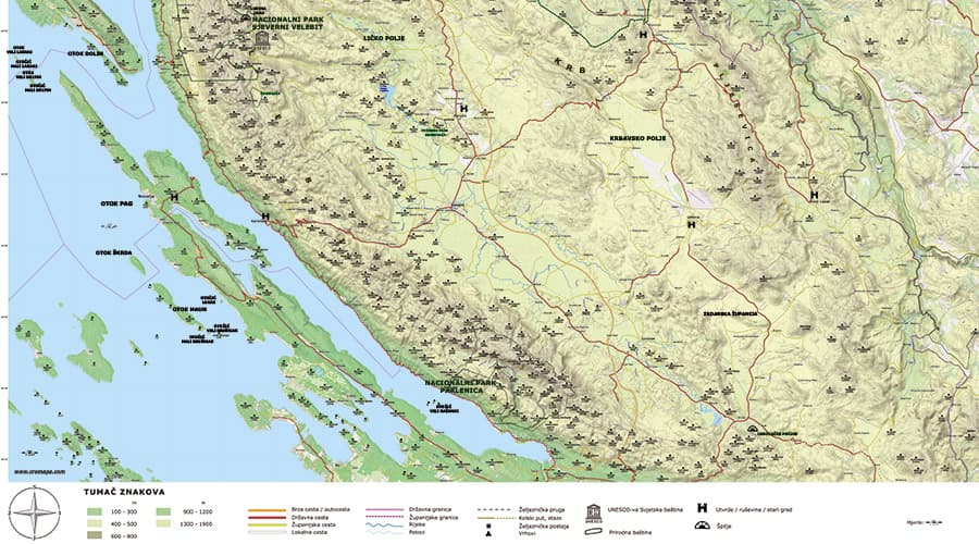 School wall map Lika-Senj county