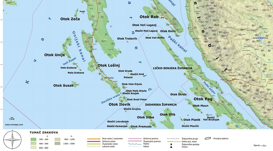 School wall map Primorje-Gorski Kotar county