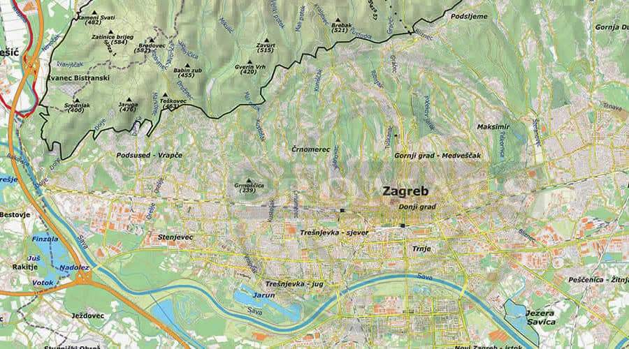 School wall map Zagreb County