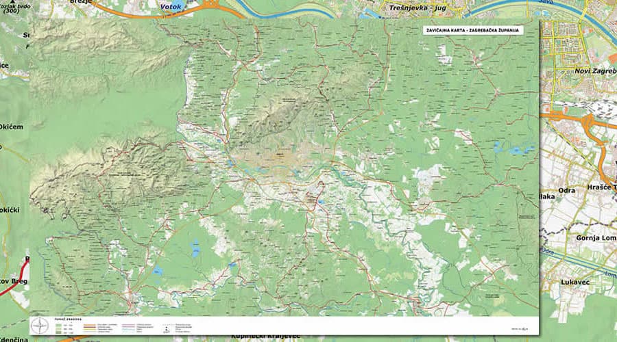 School wall map Zagreb County
