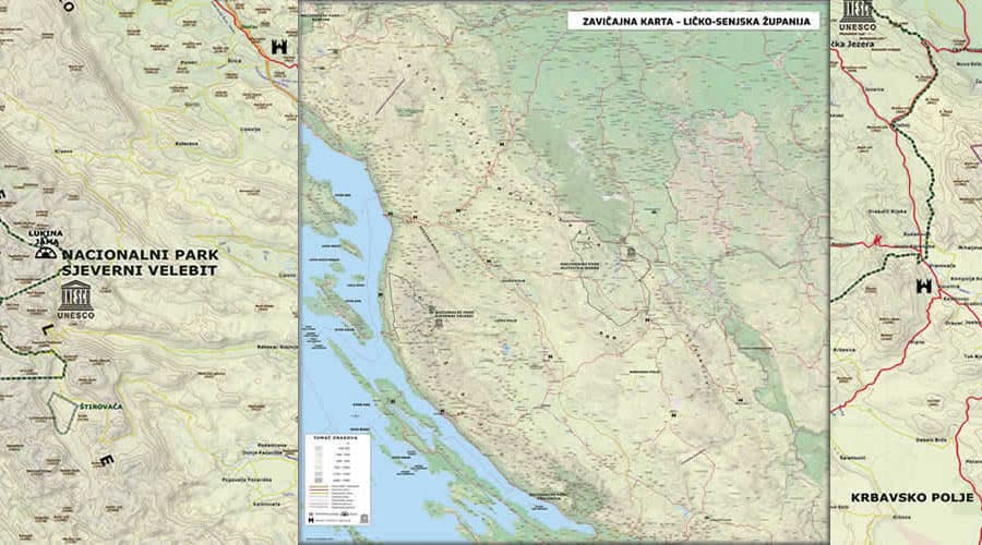 School wall map Lika-Senj county