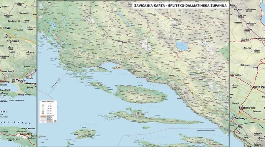 School wall map Split-Dalmatia county