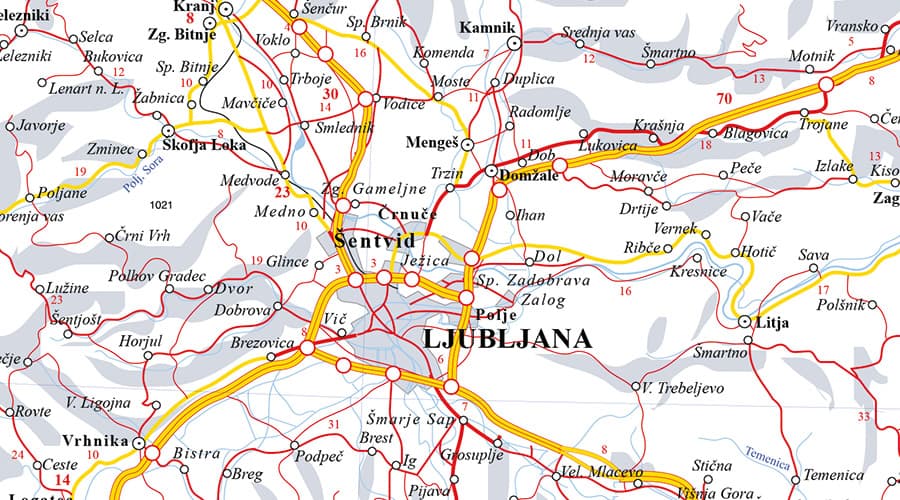 Auto karta Slovenije Ljubljana