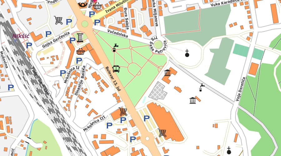 Nikšić (Crna Gora) mapa grada