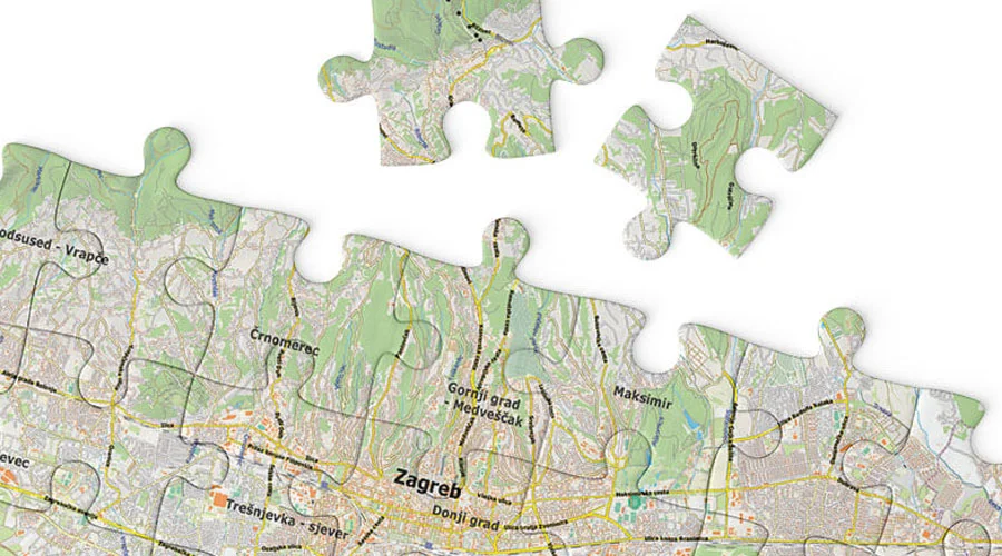 Zagreb okolica karta, puzzle 