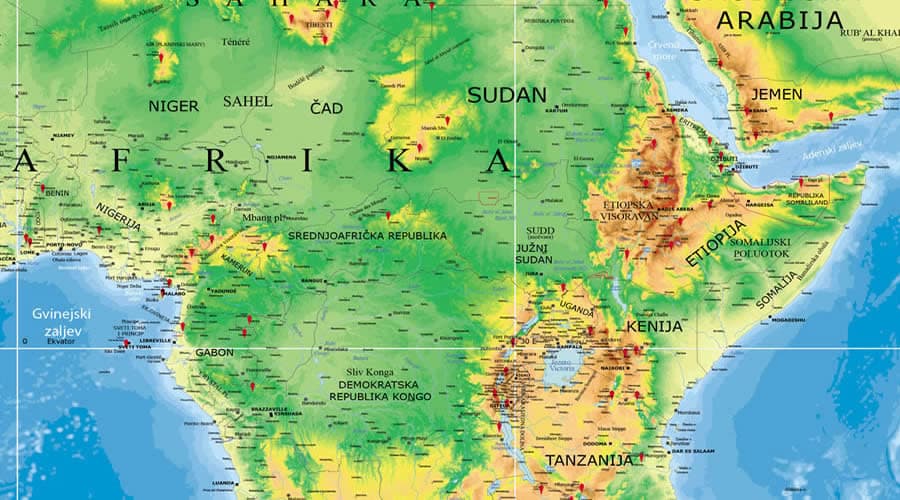 Svijet fizička školska zidna karta