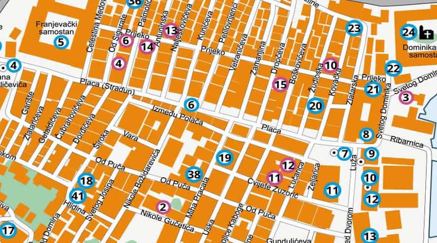 Dubrovnik Stari grad karta