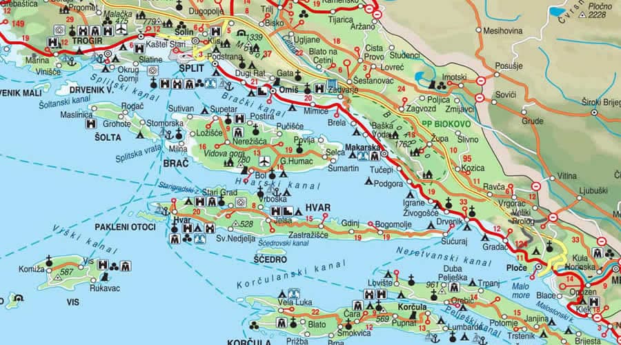 Cestovna i turistička karta Hrvatske