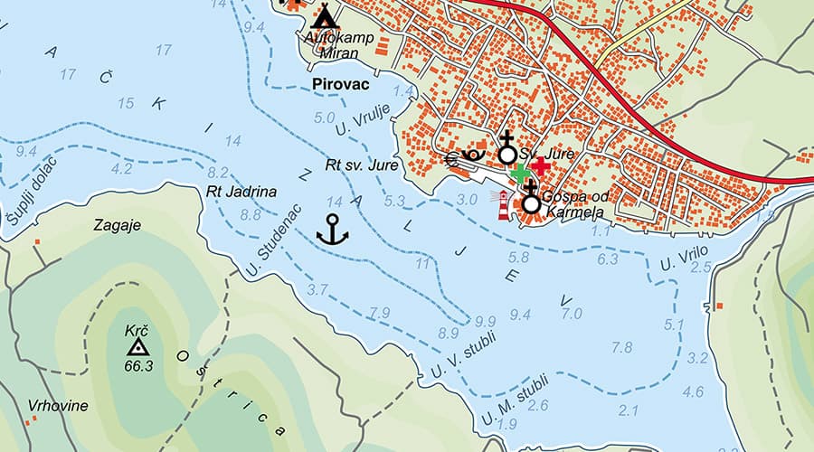Otok Murter karta Pirovac
