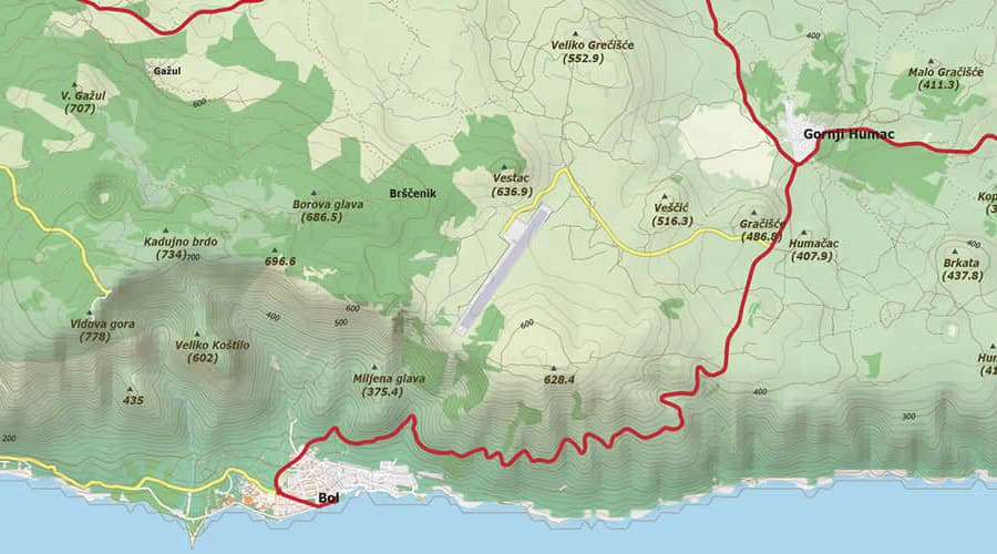 Otok Brač karta Bol