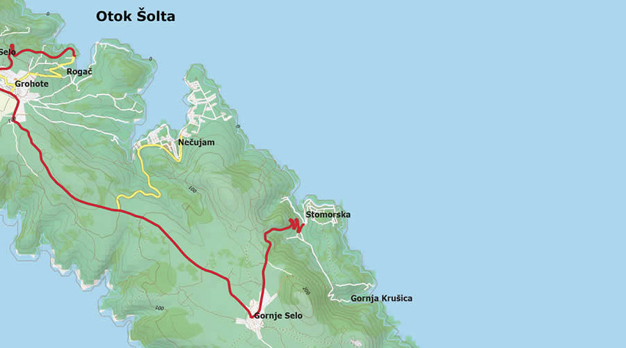 Otok Brač karta otok Šolta
