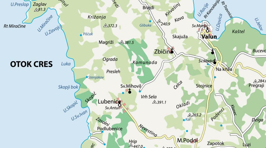 Otok Cres karta Cres