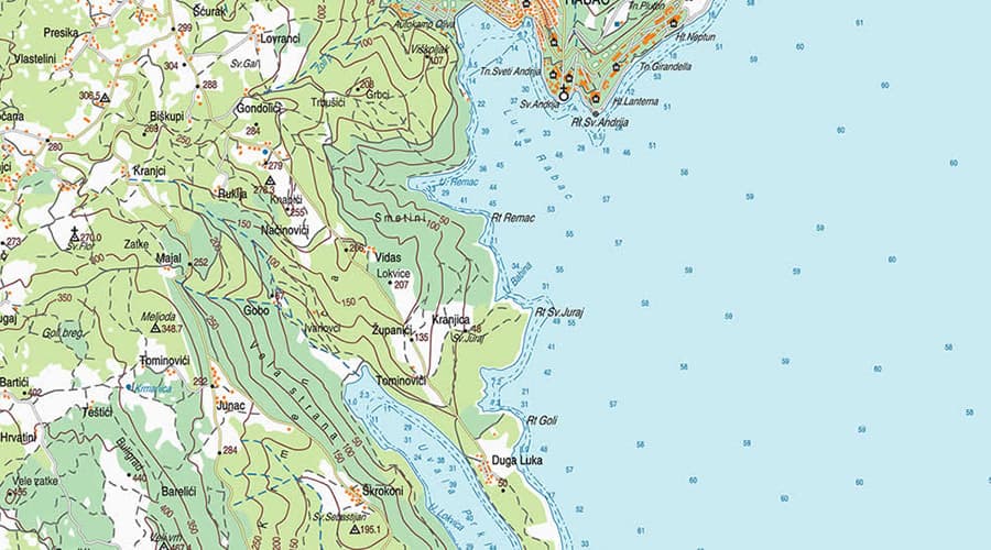 Labinština topografska karta Rabac
