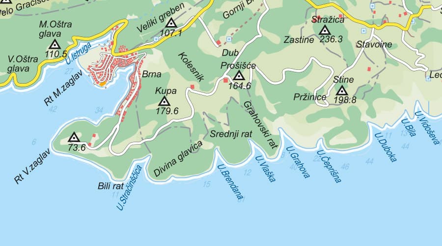 Otok Korčula karta Brna