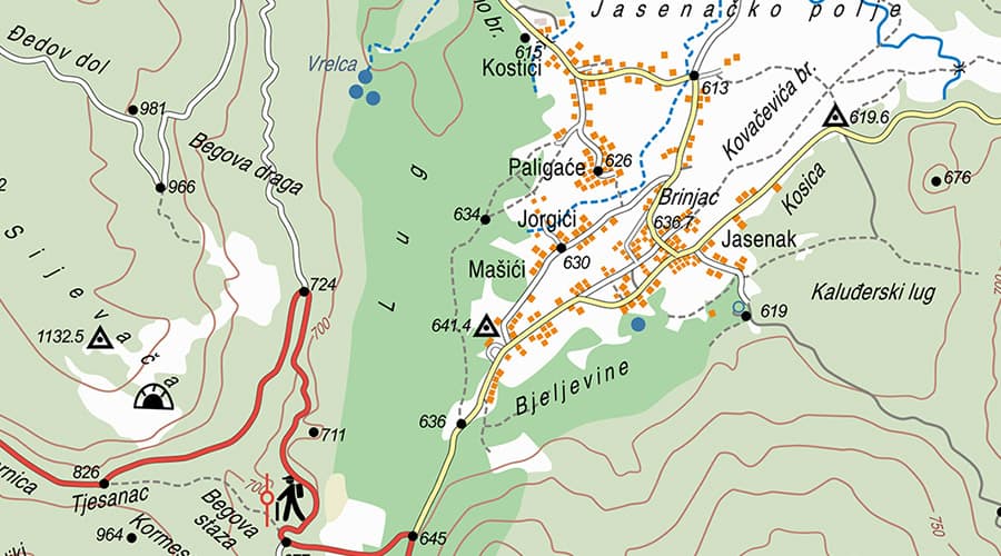 Vinodol topografska karta Begova staza