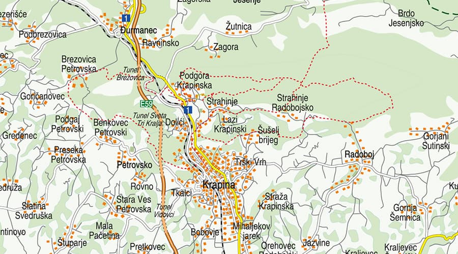 Hrvatsko Zagorje karta Krapina