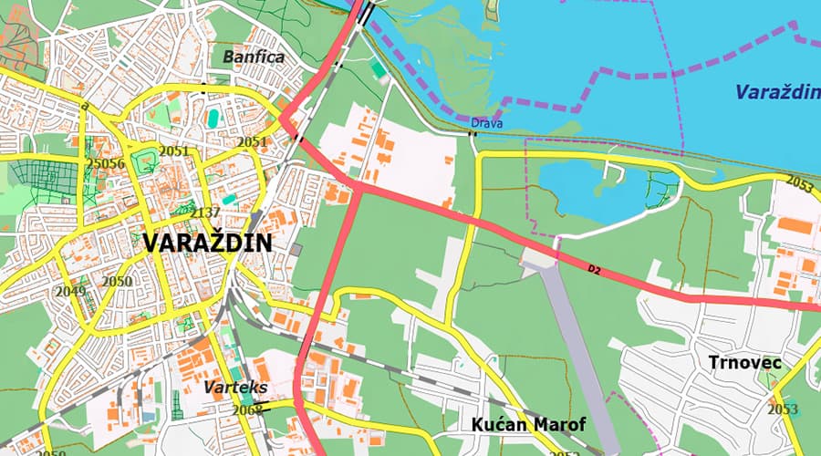 Varaždinska županija karta Varazdin